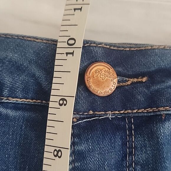 Royalty blue denim straight leg jeans floral embroidery Women's Size 12 - Picture 13 of 14